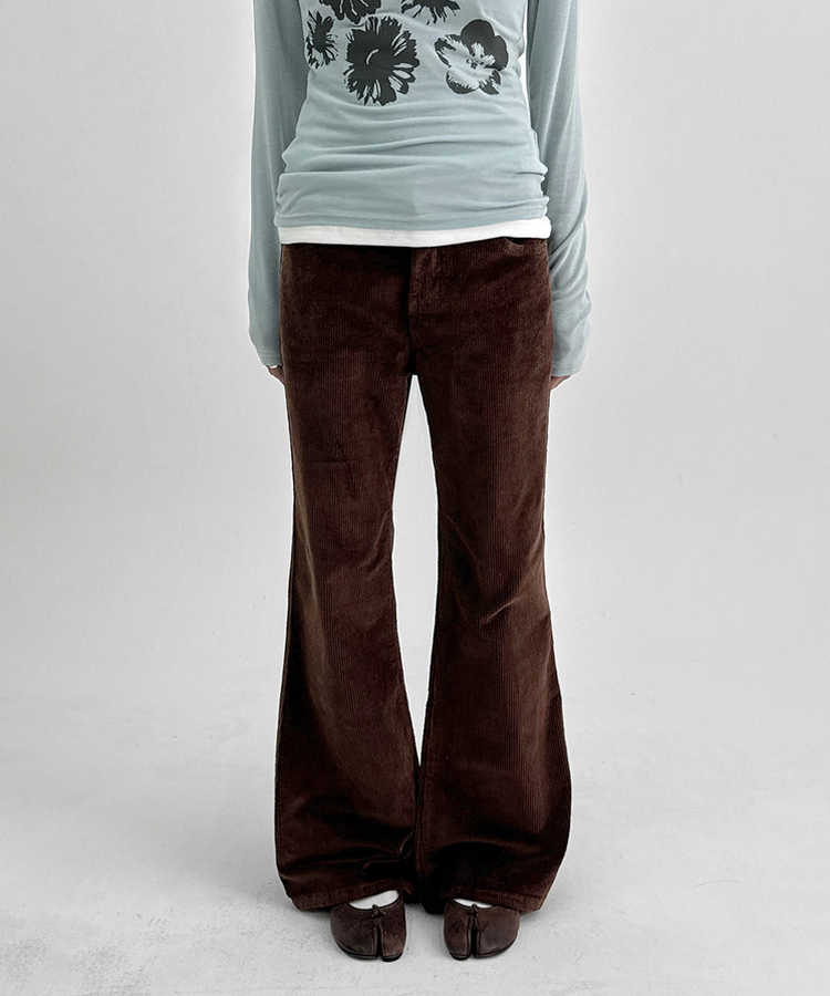 コーデュロイブーツカットパンツ BROWN