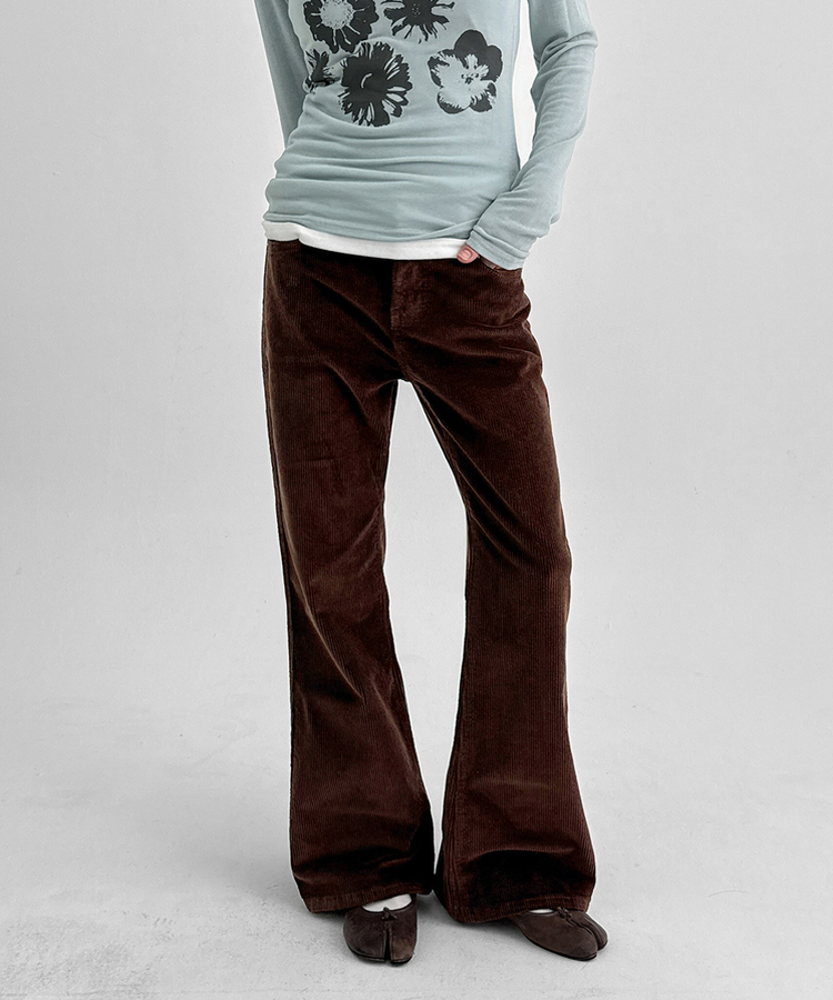 コーデュロイブーツカットパンツ BROWN