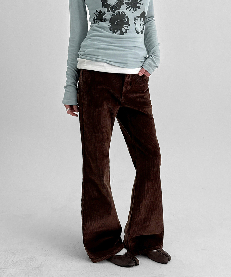 コーデュロイブーツカットパンツ BROWN