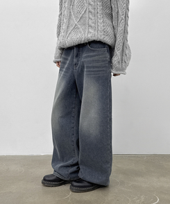 【起毛】カリートワイドデニムパンツ BLUE