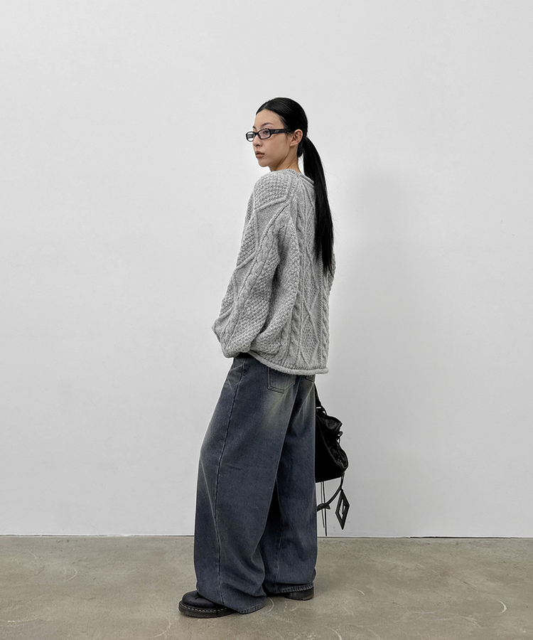 【起毛】カリートワイドデニムパンツ BLUE