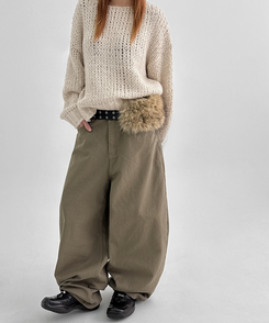 【起毛】バルーンワイドパンツ DARK BEIGE
