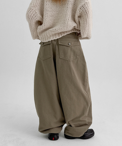 【起毛】バルーンワイドパンツ DARK BEIGE