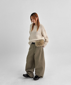 【起毛】バルーンワイドパンツ DARK BEIGE