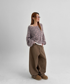 【起毛】バルーンワイドパンツ CAMEL