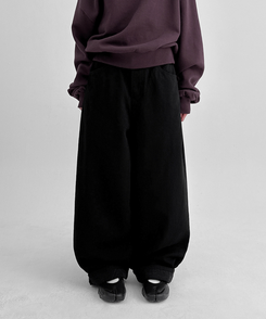 【起毛】バルーンワイドパンツ BLACK
