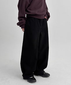 【起毛】バルーンワイドパンツ BLACK