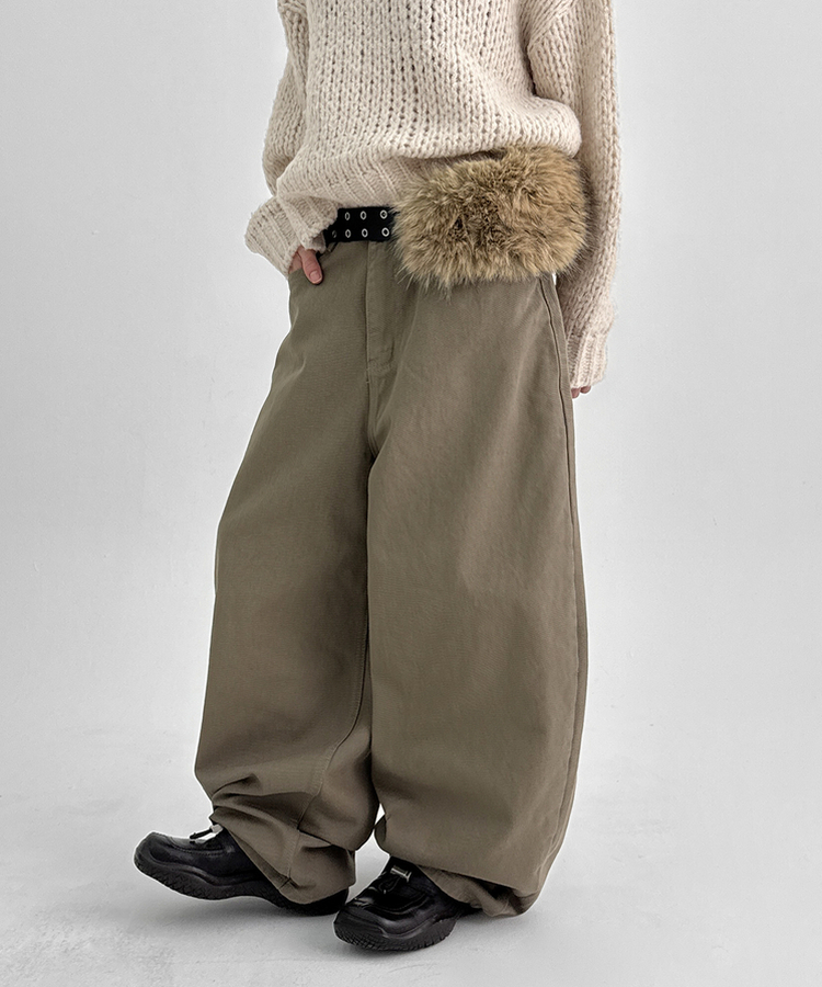 【起毛】バルーンワイドパンツ DARK BEIGE