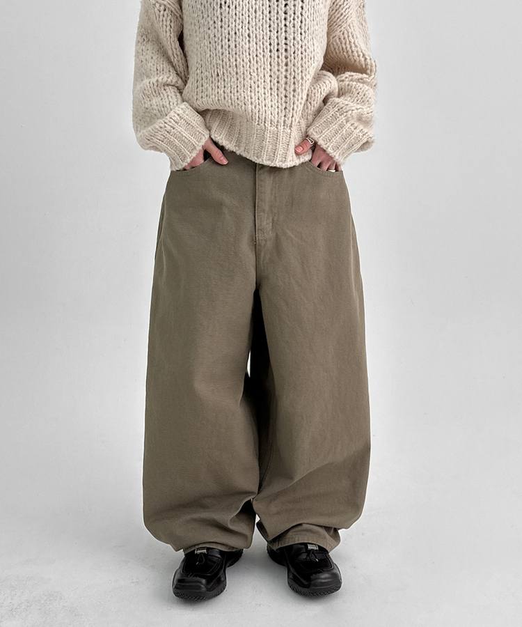 【起毛】バルーンワイドパンツ DARK BEIGE