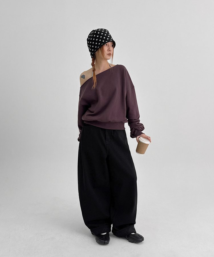 【起毛】バルーンワイドパンツ BLACK