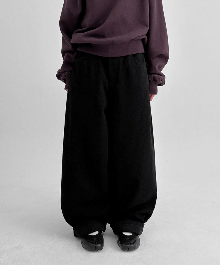 【起毛】バルーンワイドパンツ BLACK