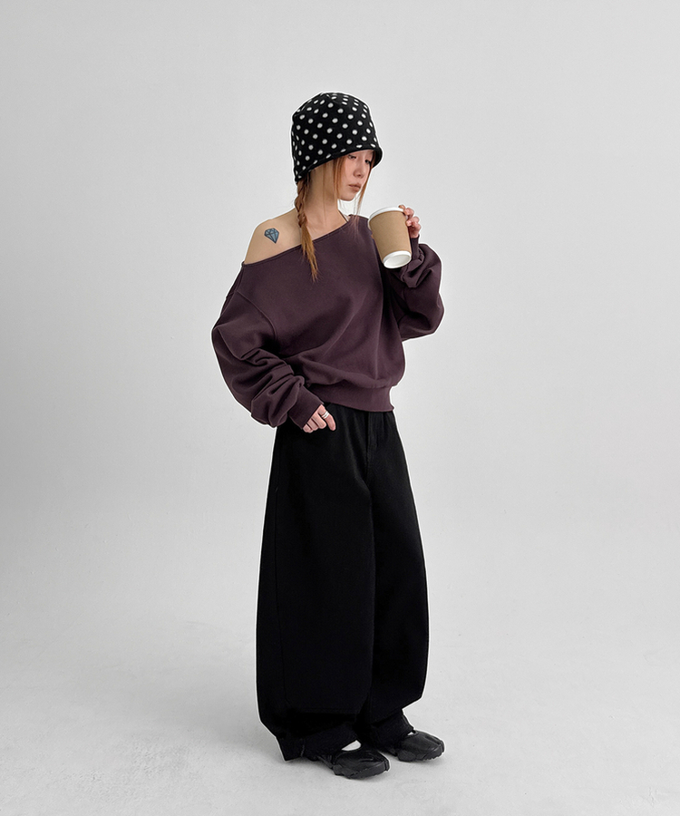 【起毛】バルーンワイドパンツ BLACK