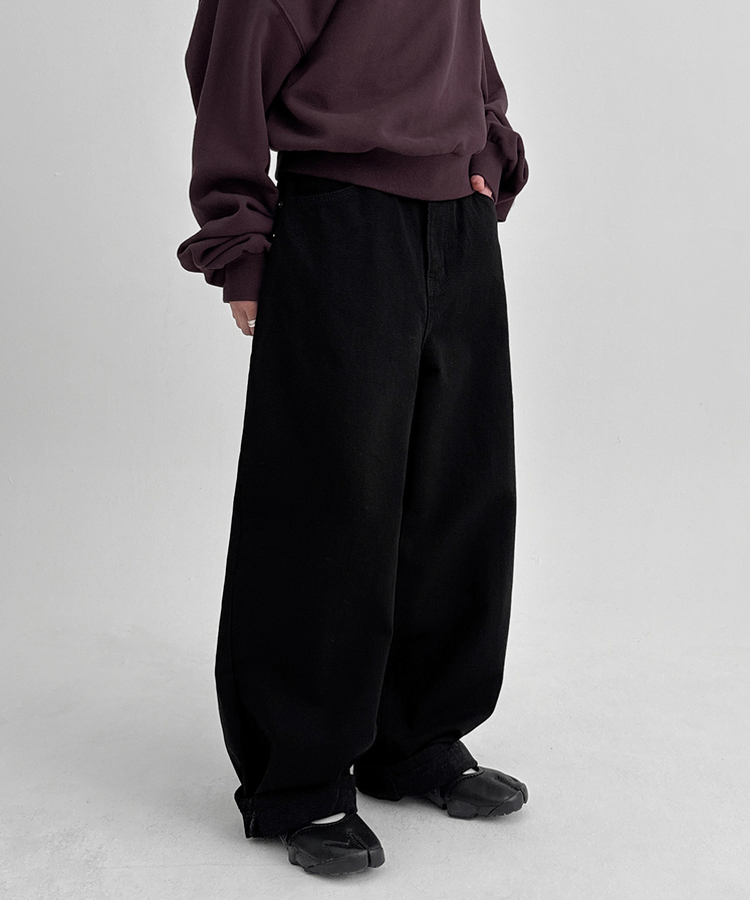 【起毛】バルーンワイドパンツ BLACK
