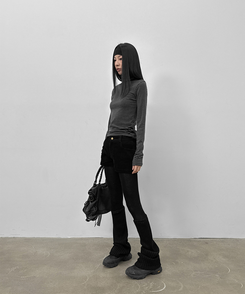 コーデュロイローウエストショートパンツ BLACK