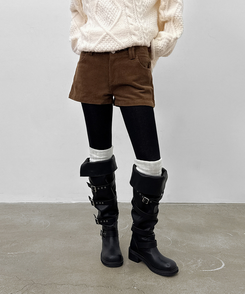 コーデュロイローウエストショートパンツ BROWN