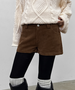 コーデュロイローウエストショートパンツ BROWN