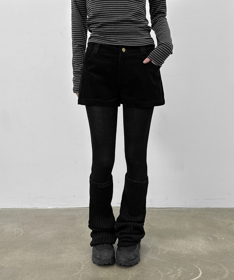 コーデュロイローウエストショートパンツ BLACK