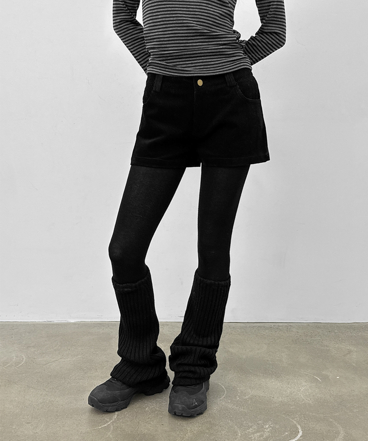 コーデュロイローウエストショートパンツ BLACK