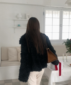 ファーカラージャケット BLACK