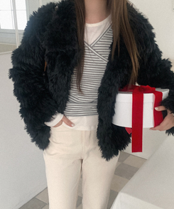 ファーカラージャケット BLACK