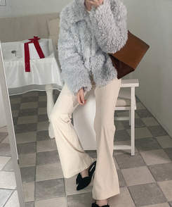 ファーカラージャケット BLUE GRAY