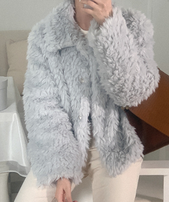 ファーカラージャケット BLUE GRAY