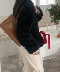 ファーカラージャケット BLACK