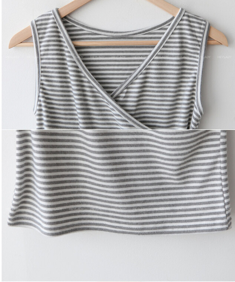 【起毛】ストライプラップスリーブレス