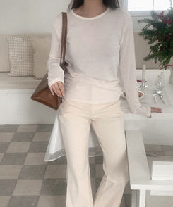 シースルーラウンド長袖Tシャツ IVORY