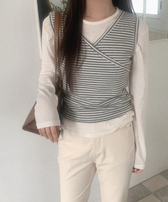 シースルーラウンド長袖Tシャツ IVORY