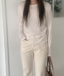 シースルーラウンド長袖Tシャツ IVORY