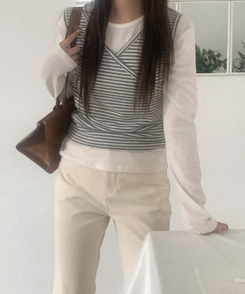 シースルーラウンド長袖Tシャツ IVORY