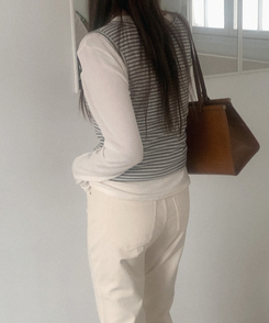 シースルーラウンド長袖Tシャツ IVORY