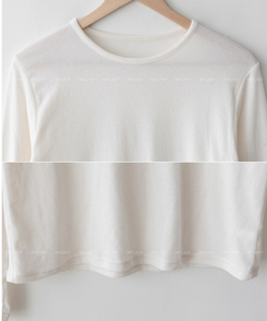 シースルーラウンド長袖Tシャツ