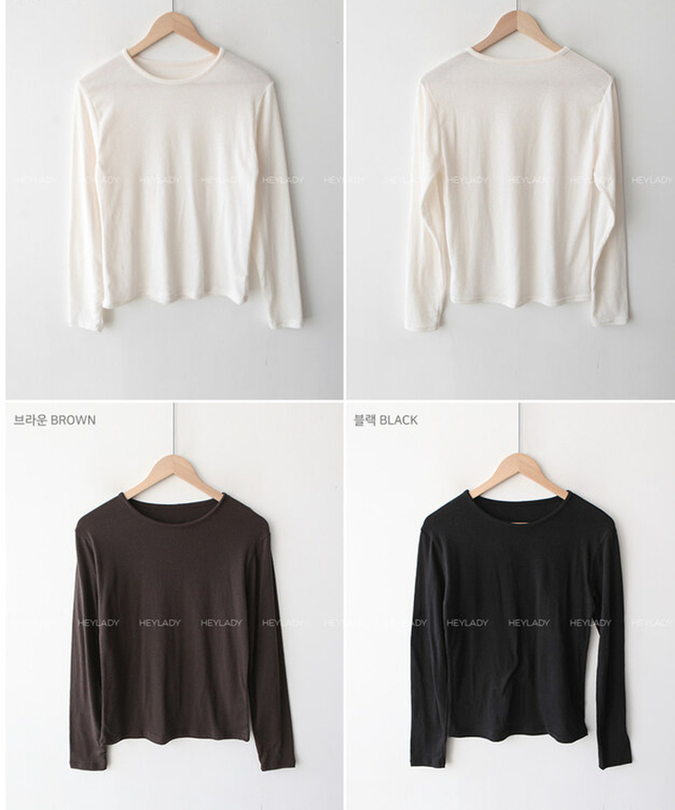 シースルーラウンド長袖Tシャツ