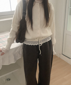 レースフリルニットカーディガン(5color) IVORY