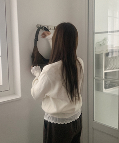 レースフリルニットカーディガン(5color) IVORY