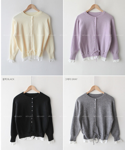 レースフリルニットカーディガン(5color)