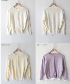 レースフリルニットカーディガン(5color)