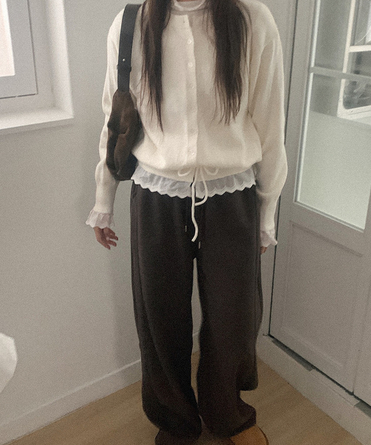 レースフリルニットカーディガン(5color) IVORY