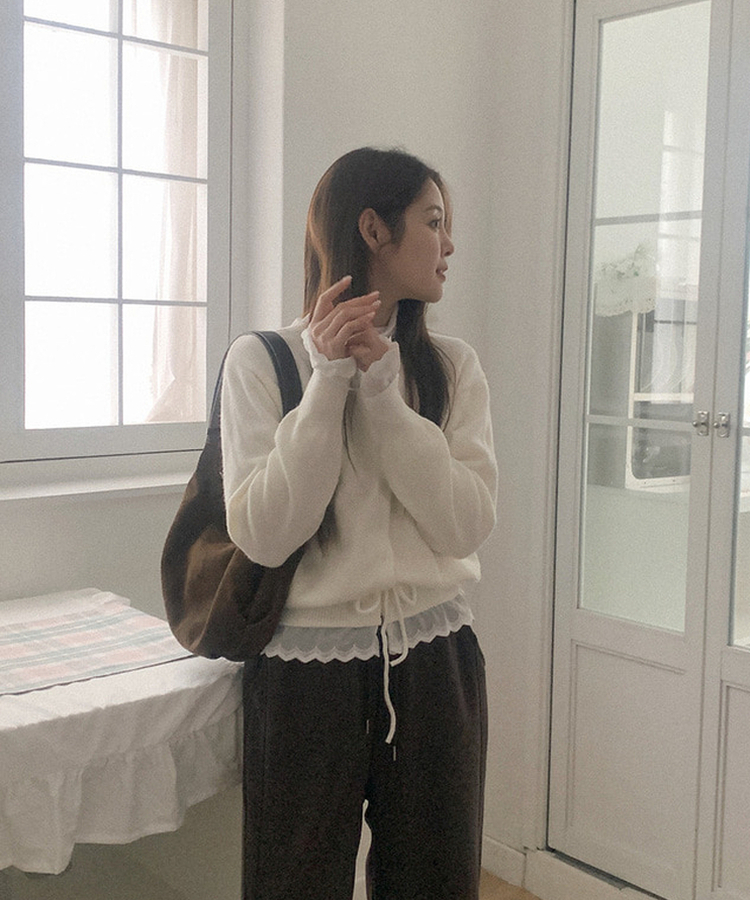 レースフリルニットカーディガン(5color) IVORY