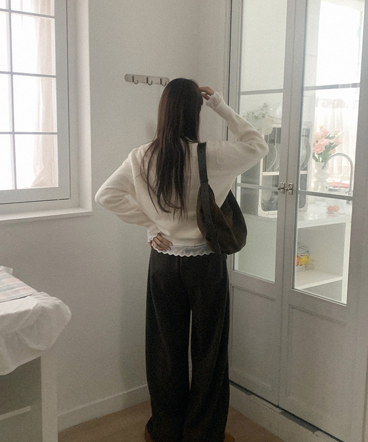 レースフリルニットカーディガン(5color) IVORY