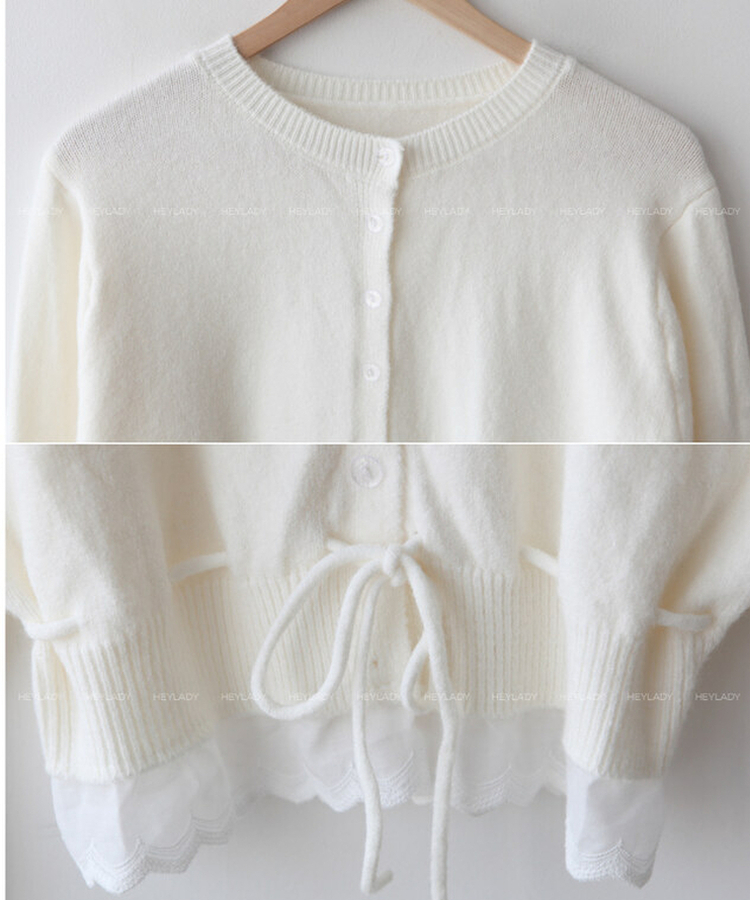 レースフリルニットカーディガン(5color)