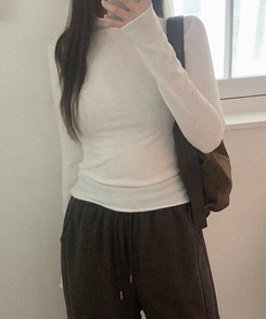 ウェーブタートルネック長袖Tシャツ(5color) IVORY