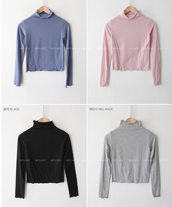 ウェーブタートルネック長袖Tシャツ(5color)