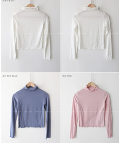 ウェーブタートルネック長袖Tシャツ(5color)