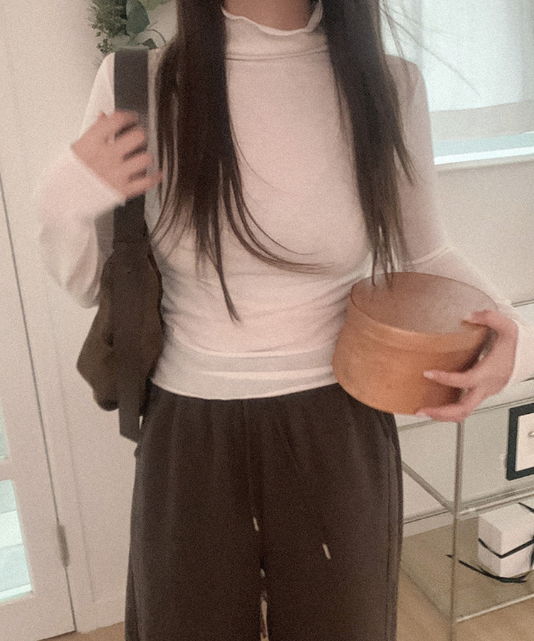 ウェーブタートルネック長袖Tシャツ(5color) IVORY