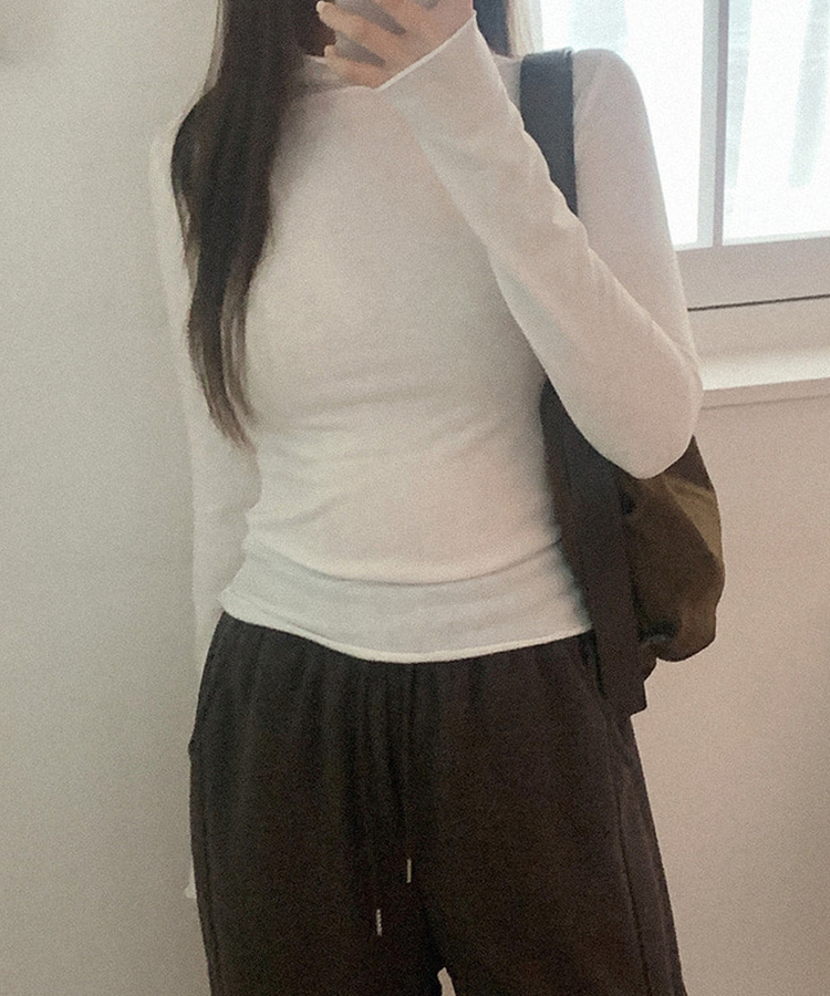 ウェーブタートルネック長袖Tシャツ(5color) IVORY