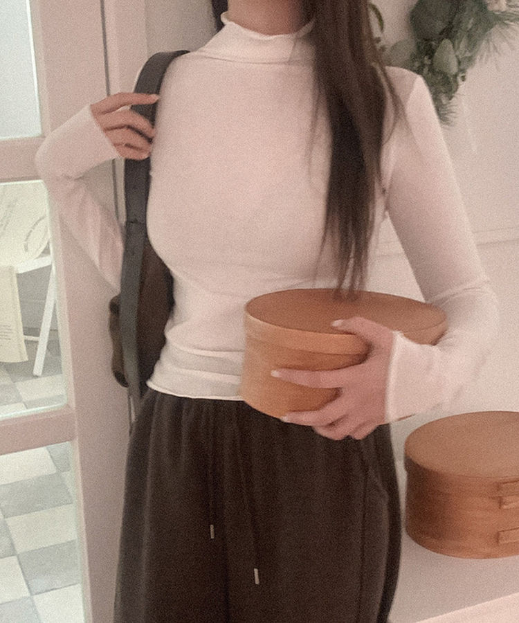 ウェーブタートルネック長袖Tシャツ(5color) IVORY