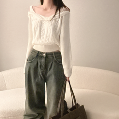 Vネックショルダースリットニット IVORY